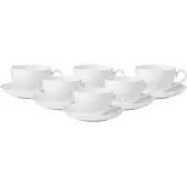 Villeroy & Boch Tasse "Kaffeetassen mit Untertassen Royal 260 ml 6er Set weiß", weiß, Porzellan, Trinkgefäße, Tasse