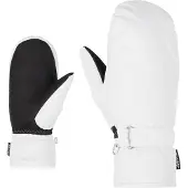 Ziener Fäustlinge "KISARI-Z AQUASHIELD DAMEN", Damen, Gr. 8,5, weiß, Kunstfaser, Handschuhe Fäustlinge, wasserdicht, winddicht, atmungsaktiv, warmes Fleece-Futter