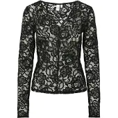 Y.A.S Spitzenshirt "YASLACEY LS V-NECK LACE TOP S. NOOS"