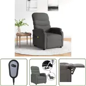 The Living Store Massagesessel Elektrisch Dunkelgrau Stoff