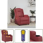 The Living Store Massagesessel Weinrot Kunstleder