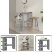 The Living Store Bartisch mit Regal Grau Sonoma 100x50x101,5 cm