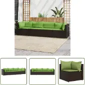 The Living Store 4-tlg. Garten-Lounge-Set mit Kissen Braun Poly Rattan