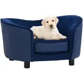 The Living Store Hundesofa Blau 69x49x40 cm Plüsch und Kunstleder