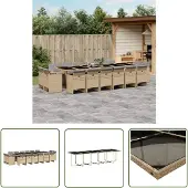 The Living Store 17-tlg. Garten-Essgruppe mit Kissen Beigemischung Poly Rattan