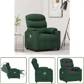 The Living Store Elektrischer Massagesessel Dunkelgrün Stoff