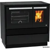 Lohberger Festbrennstoffherd MODERN / ohne Warmhaltefach - links - schwarz
