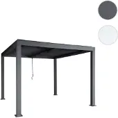 Mendler Pergola HWC-L46, Gartenpavillon Lamellen-Pavillon, 11cm-Aluminium-Gestell, Regenrinne sturmfest, 3x3