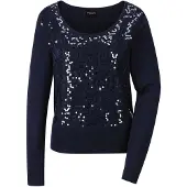 MADELEINE Rundhals-Pullover mit Glanz-Effekt in marine | Gr.: 40