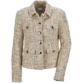 MADELEINE Jerseyblazer "Blazer Glanzvoller Kurzblazer", Damen, Gr. 38, beige (beige, goldfarben), Obermaterial: 75% Polyester PES. 20% Wolle WO. 5% Polyacryl PAN., Modern, normal, Blazer Jerseyblazer