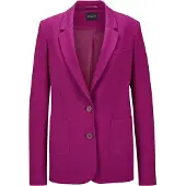 MADELEINE Jackenblazer "Blazer Langer Jersyblazer mit Revers", Damen, Gr. 34, pink (magenta), Obermaterial: 67% Viskose CV. 27% Polyamid PA. 6% Elasthan EL., Modern, tailliert, Blazer Jackenblazer