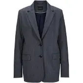 MADELEINE Legerer Longblazer mit dezentem Karomuster in nebelblau / graphit / melange | Gr.: 38
