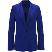 MADELEINE Jackenblazer "Blazer Langer Jersyblazer mit Revers", Damen, Gr. 38, blau (royalblau), Obermaterial: 67% Viskose CV. 27% Polyamid PA. 6% Elasthan EL., Modern, tailliert, Blazer Jackenblazer