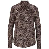 MADELEINE Bluse mit klassischem Hemdkragen in marine / caramel / espresso | Gr.: 48