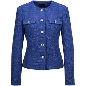 MADELEINE Eleganter Kurzblazer ohne Kragen in royalblau | Gr.: 44