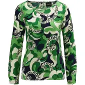 MADELEINE Statement-Bluse mit Städteprint in grün / marine / ecru | Gr.: 38