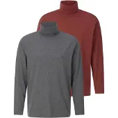 Babista Rollkragenshirt "Doppelpack Langarmshirt ULOR", Herren, Gr. L, grau (dunkelgrau rot), Obermaterial: 100% Baumwolle CO., Shirts Rollkragenshirt
