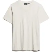 Superdry für Herren. M1011889A Weißes T-Shirt mit geflammtem V-Ausschnitt (S), Lässig, Baumwolle, Kurzarm