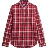 Superdry für Herren. M4010737A Bio-Baumwollhemd aus rot karierter Vintage-Baumwolle (XL), Lässig, Langarm, Bio-Baumwolle, Nachhaltig