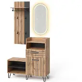 Vicco Garderobe Amber Eiche Wotan 100 x 100 cm 3 Teile, Model 57341