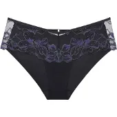 Triumph Slip "Wild Gardenia Florale", Damen, Gr. 48, schwarz, Microtouch, Obermaterial: 77% Lyocell, 23% Elasthan, körpernah, Unterhosen Slip, weiche Spitze vorn, Satin-Bund, elastisch