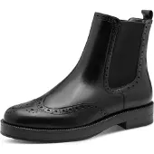 Tamaris Chelseaboots , Damen, Gr. 37, schwarz, Leder, Schuhe Chelseaboots, Blockabsatz, Stiefelette, Businessschuh mit eleganter Lyralochung