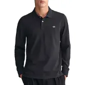 Gant für Herren. 2230 Shield Piqué-Poloshirt schwarz (XXL), Lässig, Baumwolle, Langarm
