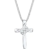 Elli Silberkette "Halskette Kreuz 925er Silber vergoldet, mit Kristallen von Swarovski" Gr. 45, silber, Halsketten, Damen, 45,mit Stein, Silber 925 (Sterlingsilber), Silberkette