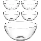 Leonardo Schale "Schalen-Set CUCINA, 5er Set, 4x Ø 14 cm & 1x Ø 28 cm", transparent, Glas, Schüsseln, Schale, Spülmaschinengeeignet