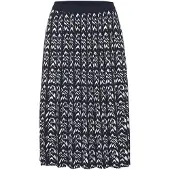 Goldner Strickrock "Gestrickter Plisseerock, Grafik-Muster", Damen, Gr. 52, schwarz (schwarz, weiß, gemustert), Obermaterial: 55% Baumwolle CO. 45% Viskose CV., normal, Röcke Strickrock, Plissefalten