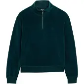 Superdry für Damen. W2012370A Sweatshirt mit halbem Reißverschluss Velour Half grün (S), Lässig, Baumwolle