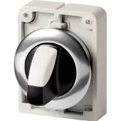 Eaton 187104 Wahltaste, RMQ-Titan, mit Knebelgriff, tastend, 3 Stellungen, Frontring Metall M30C-FWK3