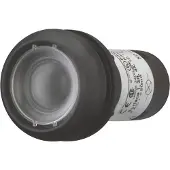 Eaton 121705 Leuchtdrucktaste, flach, rastend, 1 S, Schraubanschluss, LED blau, ohne Tastenplatte, 120 V AC, Frontring Schwarz C22S-DRL-XB-K10-120