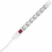 Kopp 930704010 PROFIversal 7-fach, Steckdosenleiste in Schutzkontakt-Ausführung, beleuchteter Schalter, 19”, 2m Zuleitung, Farbe: aluminium - 19 Stück