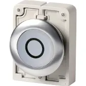 Eaton 188038 Leuchtdrucktaste, RMQ-Titan, flach, rastend, weiß, beschriftet 0, Frontring Edelstahl M30I-FDRL-W-X0