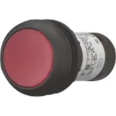 Eaton 136637 Leuchtdrucktaste, flach, tastend, 1 Ö, Schraubanschluss, LED rot, rot, unbeschriftet, 230 V AC, Frontring Schwarz C22S-DL-R-K01-230
