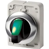Eaton 187132 Leuchtwahltaste, RMQ-Titan, mit Knebelgriff, rastend, 3 Stellungen, grün, Frontring Metall M30C-FWRLK3-G