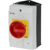 Eaton 199918 Hauptschalter, P1, 40 A, Aufbau, 3-polig, 1 Schließer, 1 Öffner, NOT-AUS-Funktion, abschließbar in 0-Stellung