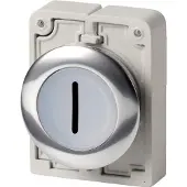 Eaton 182935 Leuchtdrucktaste, RMQ-Titan, flach, rastend, weiß, beschriftet 1, Frontring Metall M30C-FDRL-W-X1