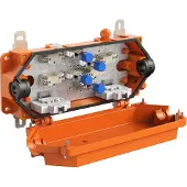 Spelsberg 30244216 Abzweigkasten, orange, Schutzart IP66/IP67, Schlagfestigkeit IK09, Schutzklasse II, Bemessungsspannung 400V AC, halogenfrei WKE