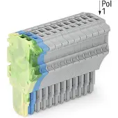 Wago 2020-115/000-039 1-Leiter-Federleiste,Push-in CAGE CLAMP,1,5 mm2,grün-gelb/blau/grau 2020115000039 - 10 Stück