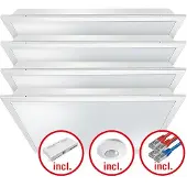 ESYLUX EQ10132476 LED-Leuchtenset mit opaler (MILKY) Abdeckung (Diffusor), LED-Leistung 120W. Bestehend aus 4 Leuchten mit 30W, Farbtemperatur ca.