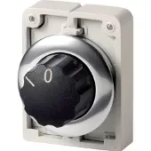 Eaton 187088 Wahltaste, RMQ-Titan, mit Drehknopf, rastend, 2 Stellungen, beschriftet, Frontring Metall M30C-FWR