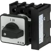 Eaton 199890 EIN-AUS-Schalter, P1, 40 A, Einbau, 3-polig, 1 Schließer, 1 Öffner, mit schwarzem Knebel und Frontschild P1-40/E/HI11