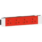 Legrand 077124L Mosaic 4-fach Steckdose F/B Standard, Snap-On, codiert, EBS Farbe: Rot