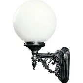 ALBERT LEUCHTEN Wandleuchte A-92126, schwarz-silber, Aluguss, Opalglas, IP44, E27, 250mm