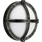 ALBERT LEUCHTEN Wandleuchte A-142373, schwarz-silber, Aluguss, Opalglas, IP44, E27, 280mm