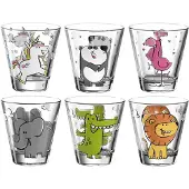 Leonardo Kinderbecher "Kinderbecher Bambini 215 ml 6er Set bunt", bunt, Glas, Trinkgefäße, Kinderbecher