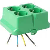 Kaiser AT2239 Steckbar Frontteil AK2, 4x Schuko, grün,, in:4pol H07V-U, 125x100x50 mm - 10 Stück