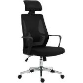 CLP Bürostuhl Kanab I Ergonomisch Mit Lendenwirbelstütze Und Verstellbarer Kopfstütze, Farbe: schwarz